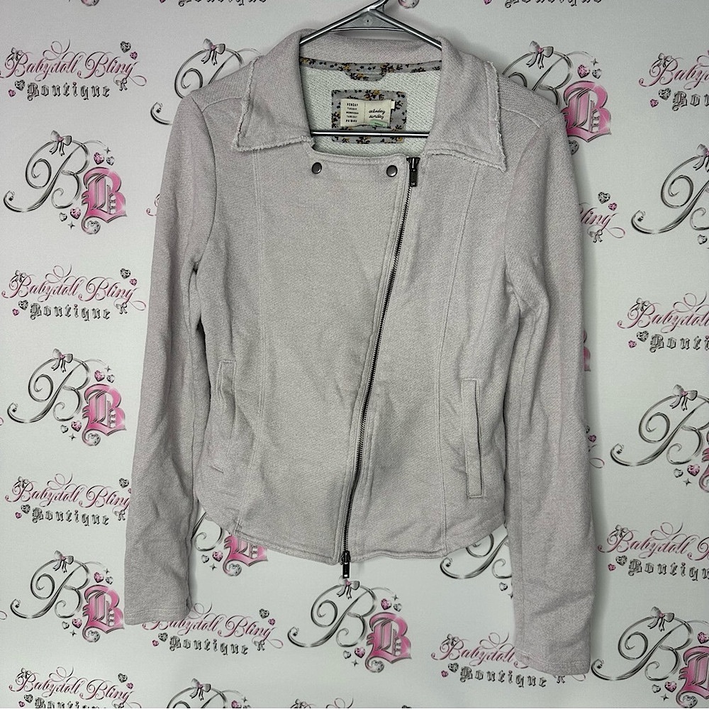 Saturday Sunday Light Gray Jacket comfy sweater zip up grey blazer style coat